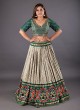 Green and Cream Patola Printed Lehenga Choli